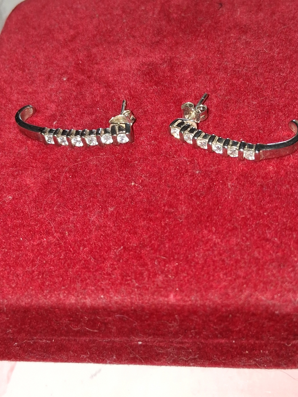 Silver 925  Crystal Curve Ear Climbers - Women Jewelry
